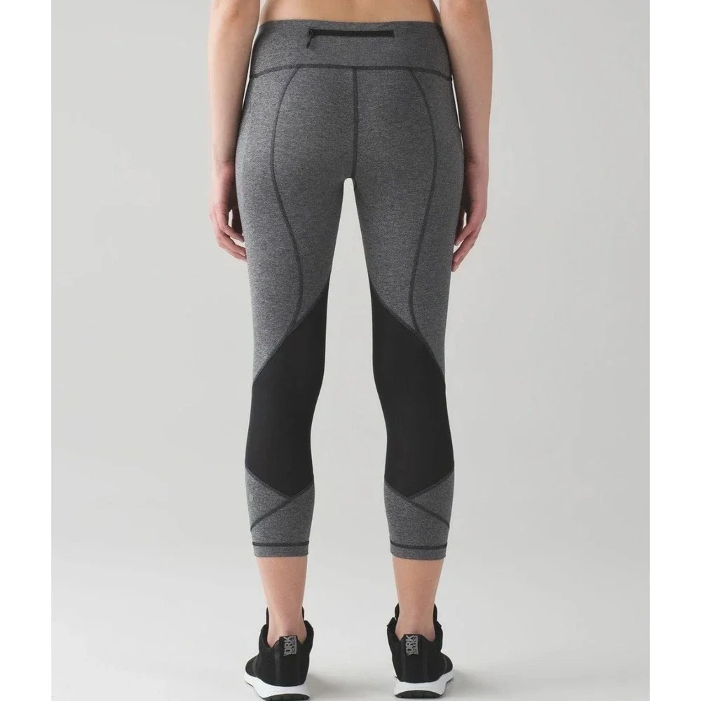 Lululemon Pace Rival Crop Leggings Heathered Grey Size 8